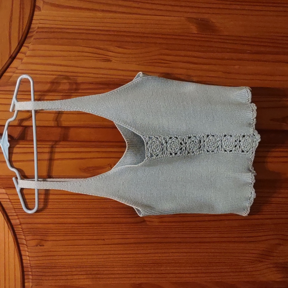 Vintage Crochet Boutique Crop Tank Top Aqua SZ Medium